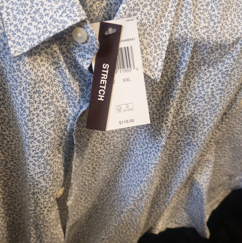 KORS Michael Kors White and Blue Patterned Shirt